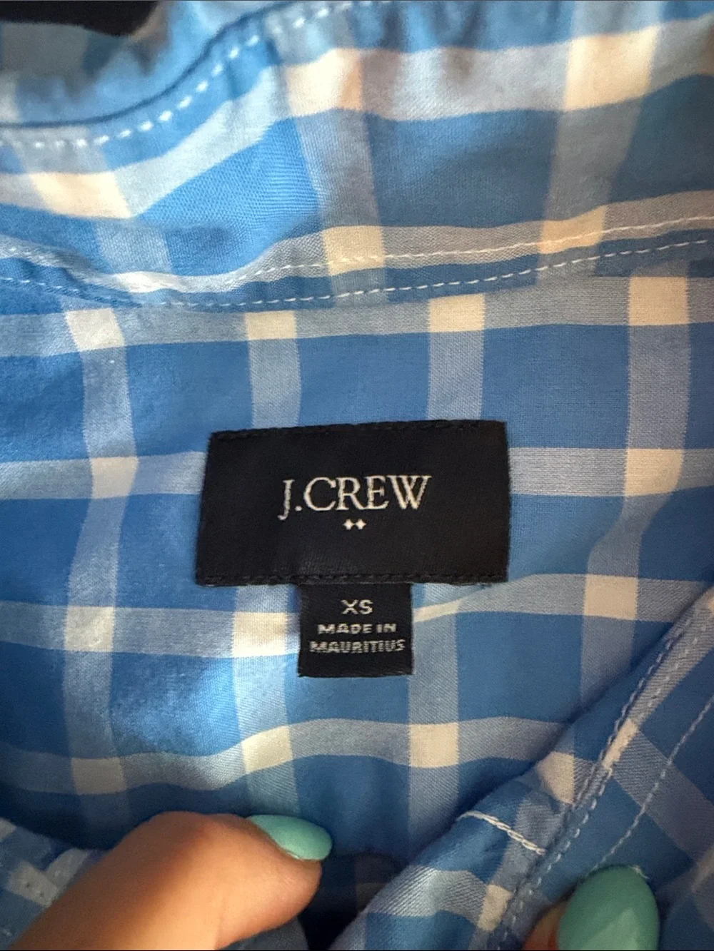 J. Crew Men's Blue and White Plaid Button-Down Shirt